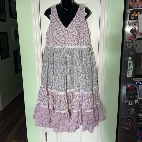LoveShackFancy x Target Pastel Floral 100% Cotton Midi Swing Summer Dress Size L - Picture 2 of 12